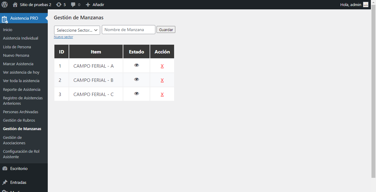 P15 PRO Control de Asistencia Sectorial