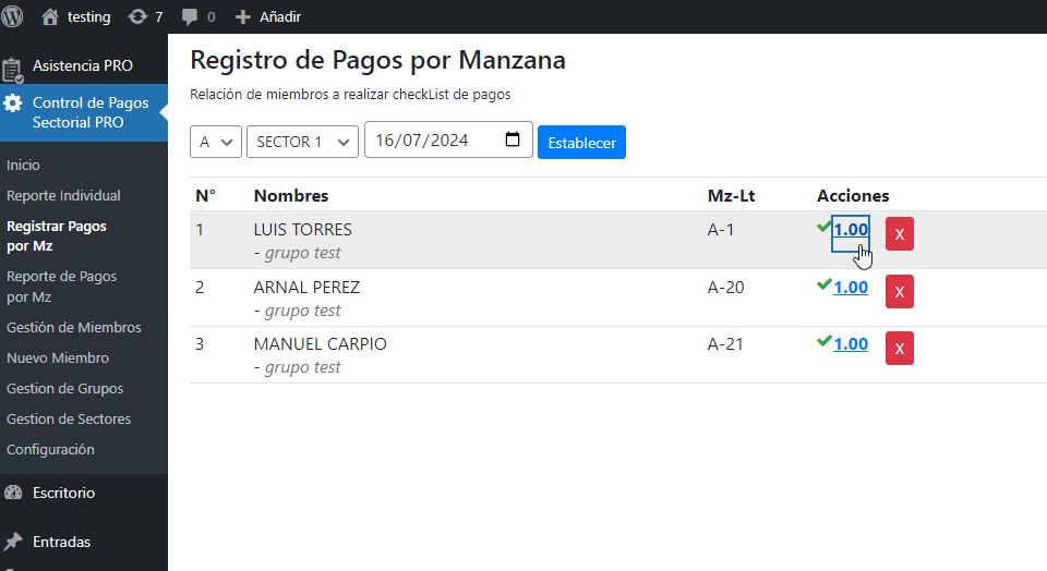 P17 PRO Control de Pagos Sectorial